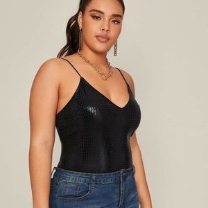 New 🔥PlusCrocodile Embossed Cami Bodysuit